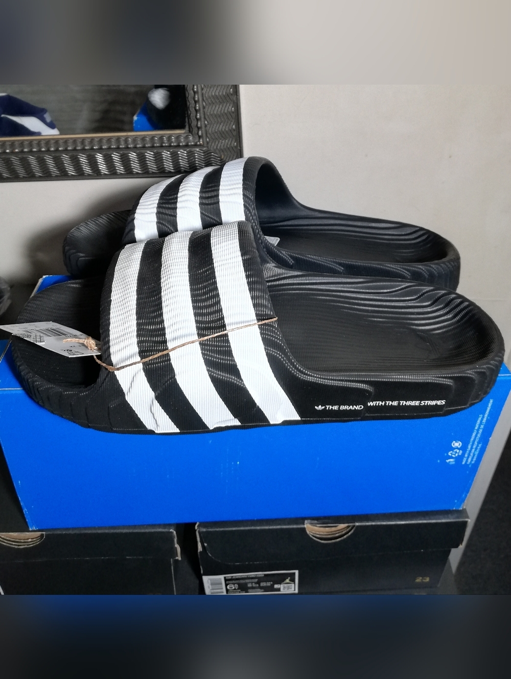 ADIDAS ADILETTE 22 TRIPLE BLACK-WHAT MEN'S US SIZE 13 BRAND NEW IN BOX